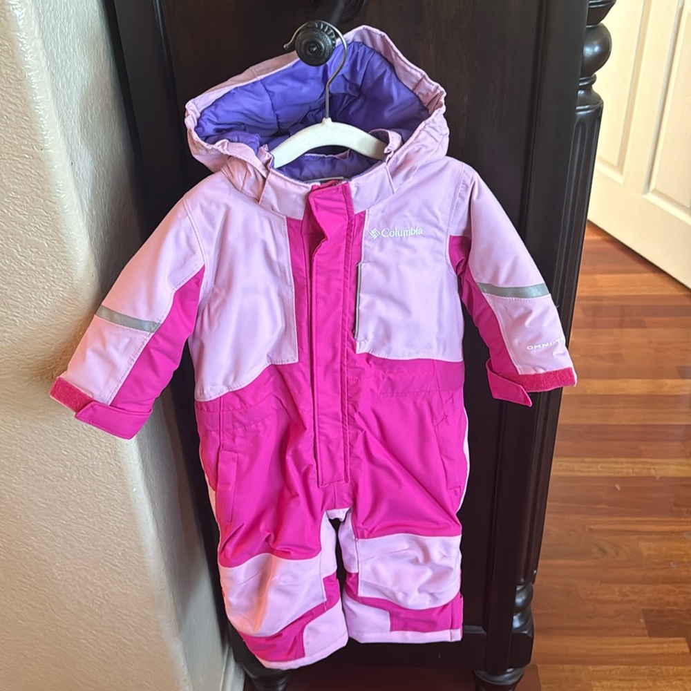 Columbia pink snow suit for baby